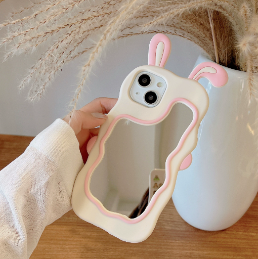 Fashion Shockproof Back Frosted Cover 3D Cartoon Rabbit Ear Silicone Mobile Phone Case for iPhone 16 15 14 13 12 11 Pro Max