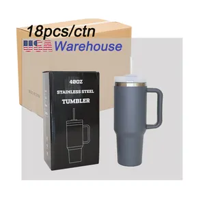 Gudang AS 40oz H1.0 H2.0 Tumbler Flowstate dinding ganda baja tahan karat vakum terisolasi mug perjalanan dengan pegangan