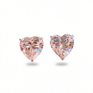 Orecchini a perno a forma di cuore placcati oro rosa con cristallo di quarzo arcobaleno per donna, gioielli romantici con montatura a griffe per l'uso quotidiano - Product Image 1