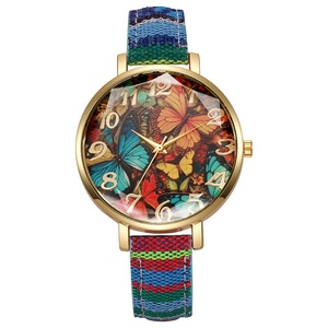 Reloj de pulsera para mujer de estilo étnico vintage, esfera de mandala colorida, correa de tela informal - Product Image 6