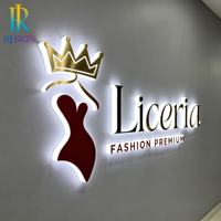 Enseigne LED 3D personnalisée avec logo, panneau publicitaire en acrylique rétroéclairé pour magasin, enseigne commerciale dorée sur mesure pour intérieur
