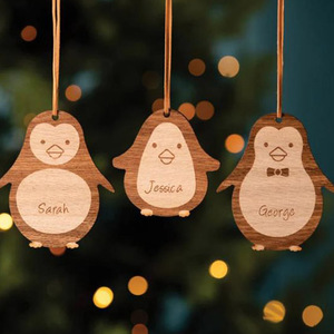 Personalized Wooden <strong>Christmas</strong> Hanging <strong>Engraved</strong> Bell Reindeer Snowflake Bulb Tree <strong>Decoration</strong>