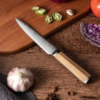 Alibabab Garanti Couteau de cuisine moderne Manche en bois d'olivier Couteaux de cuisine de chef Véritable Damas Acier VG10 Couteau utilitaire 5 pouces
