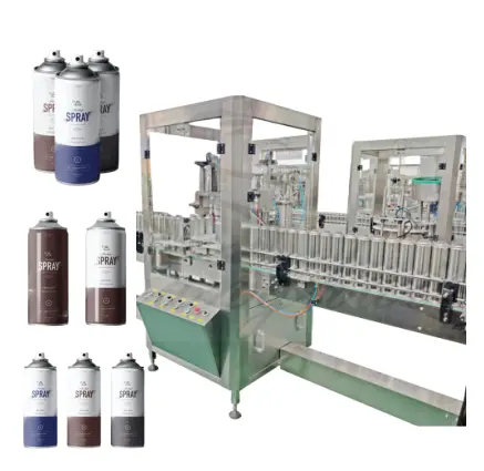 Stainless Steel Industrial Mechanical Bottling Plant Machine Filling Automatic Aerosol Gas Spray Can Filling Machine