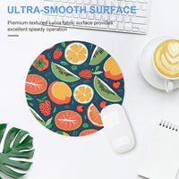 Tapis de souris à motif de fruits Tapis de bureau avec base en caoutchouc antidérapant Tapis de souris rond de jeu imperméable à l'eau Tapis de bureau circulaire