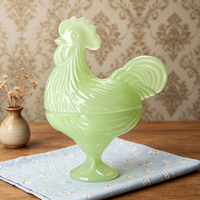 Pot Penyimpanan Kaca Berlapis Warna dengan Tutup Berbentuk Ayam, Desain Minimalis, Praktis untuk Permen dan Gula, Cocok untuk Dekorasi Ruang Tamu dan Rumah
