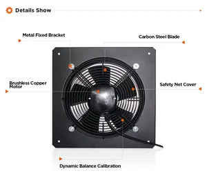 Ywf 220V Muur Installeren 8 "Industriële Axiale Ventilator 90 W Vierkante Duct Ventilator Met Dubbele Netten Beroemde Verkoopt in Egypte