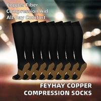 Chaussettes de compression en cuivre FEYHAY Spring (8 paires) ODM pour hommes et femmes 15-20 mmHg pour la course, les voyages, l'escalade (L/XL)