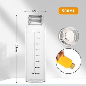 Bouteilles d'eau avec couvercles, bouteilles d'eau en verre transparentes modernes et simples, gobelets en verre <span class=keywords><strong>de</strong></span> 17 oz pour jus, bureaux, gymnases, cafés, promotion <span class=keywords><strong>de</strong></span> la salle <span class=keywords><strong>de</strong></span> sport - Product Image 1