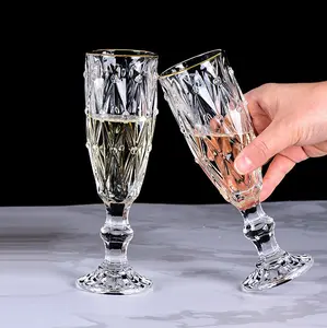 170 ml geprägt Goldrand durchsichtige Dekoration Glasbecher Glaswaren für Hochzeit Party