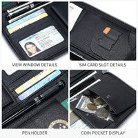 Portefeuille de voyage personnalisé en cuir PU, organiseur de passeport zippé, étui multifonction pour documents avec poche à monnaie et dragonne