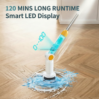 Nettoyeur électrique rotatif avec poignée en acier inoxydable, brosse en microfibre, sans fil, autonomie de 60 à 120 minutes, étanche IPX8, brosse pour voiture, carrelage, verre