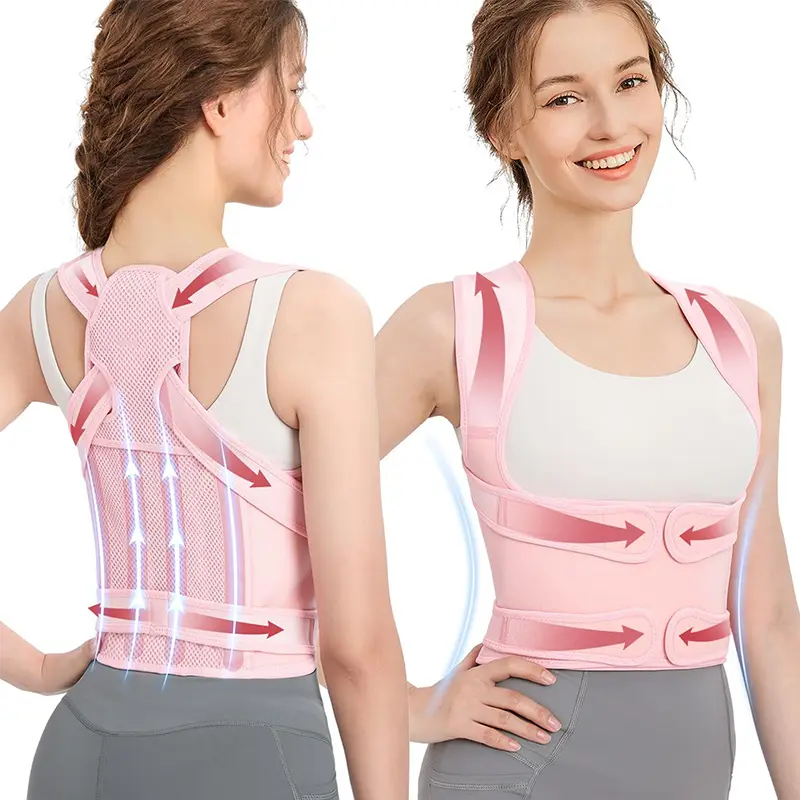 FSPG personalizado soporte completo de espalda enderezador de hombros alivio del dolor de espalda superior e inferior corrector de postura de color rosa