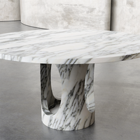 Meubles Kumusi Table Ronde Arabescato Blanche pour Salle à Manger