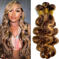 P4/27 Mèches de cheveux humains Body Wave avec mèches mèches ombrées brunes, 18, 20, 22 pouces