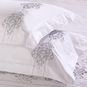 Taie d'oreiller d'hôtel 100% coton blanc brodé, teinture réactive, style moderne minimaliste, 60 fils, une pièce - Product Image 3
