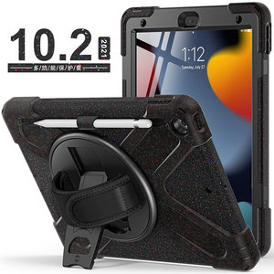 Nhiệm Vụ Nặng Nề 360 Xoay Gấp Đứng Silicone Chống-Mùa Thu Rugged Trường Hợp Máy Tính Bảng Cho <span class=keywords><strong>Ipad</strong></span> 10.2 9 2021 Với Vai Dây Đeo Tay - Product Image 4