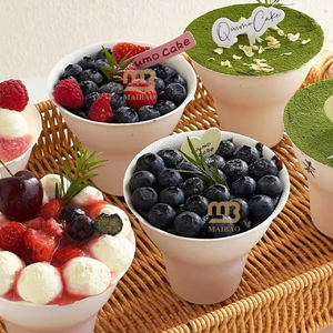 Gâteau Tiramisu portatif compostable 250 ml tasse avec couvercle pour emballage de Dessert Sweet Treat crème glacée châtaigne noël tasse en papier - Product Image 2