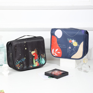 Sac de rangement cosmétique de voyage, organiseur de maquillage portable, trousse de toilette multifonctionnelle pour voyage avec crochets - Product Image 1