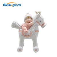 Ttlife — décoration en polyrésine, accessoire pour bébé avec cheval à bascule de couleur rose
