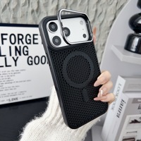 Coques de téléphone magnétiques à dissipation thermique avec support d'objectif pour iPhone 17 Pro Max, coque PC anti-traces de doigts