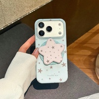 Coque de téléphone mignonne style Ins Starphone avec support PopSocket intégré, antichoc, de qualité supérieure, pour téléphones de petite taille (iPhone 18, 17 Pro Max, 15, 16 Pro)