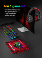 Pack Gaming TF810 4-en-1 : Souris LED 7 Couleurs 1200 à 2400 DPI, Casque Audio Dynamique 40mm avec Coussinets en Mousse à Mémoire de Forme, Multi-Appareils