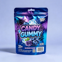 Op maat gemaakte bedrukte Mylar zakken, staande pouch verpakkingen met zip lock voor snacks, snoep, koekjes en voedselverpakkingen