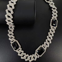 Chaîne de mode pour hommes Hip Hop plaqué argent avec collier de pierres précieuses Bling Rhinestone Crystal Diamond Miami Cuban Link