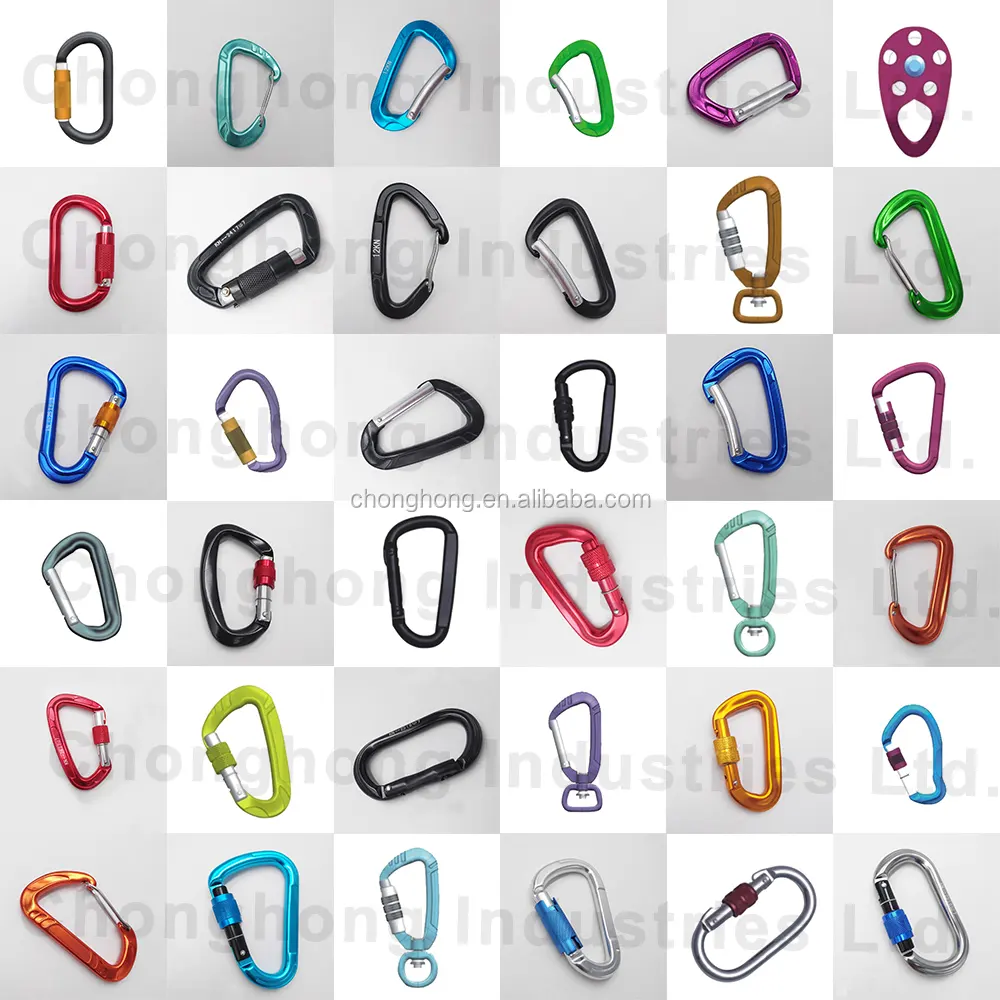 Heavy Duty Large Auto Locking Climbing Carabiner Clips D Shaped Aluminum Self-Locking Carabiner for Rock/Ice Climbing Rappelling