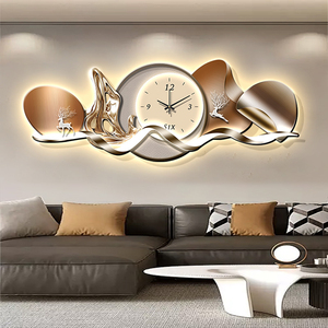 Soggiorno divano <span class=keywords><strong>parete</strong></span> di sfondo <span class=keywords><strong>con</strong></span> orologi arte decorazione pittura Luxury Glowed LED decorazione pittura - Product Image 3
