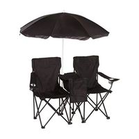 Chaise de camping et de plage pliable double avec parasol réglable et glacière pour événements sportifs