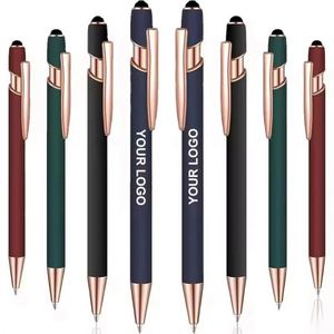 Wholesale Golden Rose Stylus Ball Soft Touch Rubber <b>Pen</b> With Customized Logo Printing Promo Business Gift Ballpoint <b>Pens</b> - Product Image 5