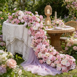 Runner di Fiori Artificiali in Seta, Bouquet Colorato da Posizionare al <span class=keywords><strong>Centro</strong></span> della Tavola per Decorazioni Matrimoniali - Product Image 1