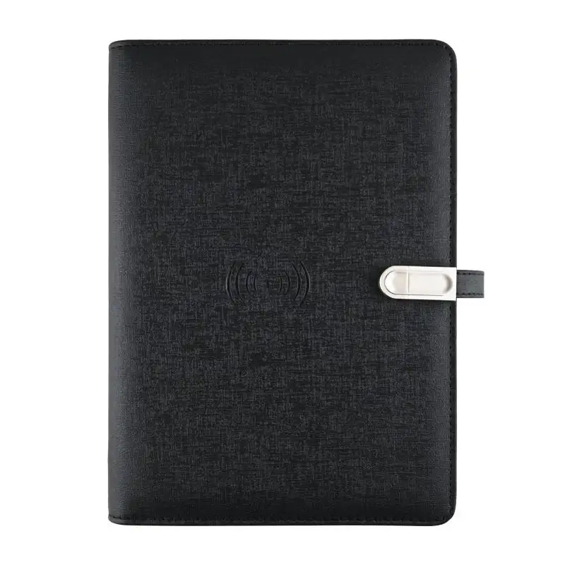 Notebook bisnis kelas atas 2024 hadiah, Set pengisi daya ganda Power Bank rapat Notebook A5 kulit gandum logam Notebook kantor