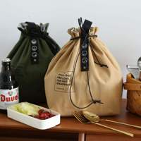 Vente en gros de sac isotherme en toile de coton simple sac isotherme sac à lunch étanche avec lettres boîtes isolées pour pique-nique stockage des aliments