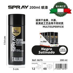 Spray Negro Satinado 200Ml Multi Superficie Paint For Metal Wood Craft - Product Image 3