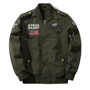 Chaqueta Bomber de <span class=keywords><strong>Hombre</strong></span> con Cremallera y Bordado de la Fuerza Aérea No.<span class=keywords><strong>1</strong></span>, Estilo Urbano, para Primavera y Otoño, Tallas Grandes, para Exteriores - Product Image 2