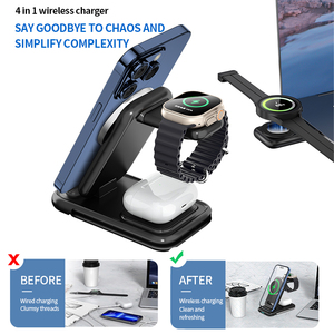 Nouveau <span class=keywords><strong>chargeur</strong></span> <span class=keywords><strong>sans</strong></span> <span class=keywords><strong>fil</strong></span> multifonctionnel 4-en-1 15W, aspiration pliable, support de charge rapide et rapide - Product Image 6