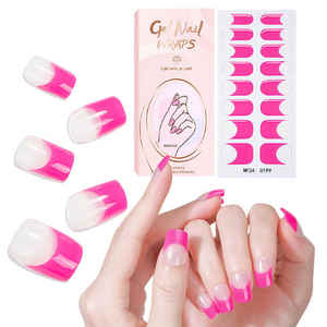 2025 16 Uds lunares de fresa diseño lindo esmalte de <span class=keywords><strong>uñas</strong></span> de Gel desnudo puntas francesas envolturas semicuradas pegatinas de <span class=keywords><strong>uñas</strong></span> de Gel de larga duración - Product Image 1