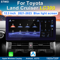 STWEI pour Toyota Land Cruiser LC300 2022-2023 Autoradio multimédia 12,3 pouces Lecteur vidéo Android 13 CarPlay sans fil Lumière bleue