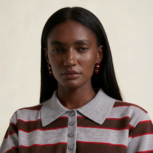 Costumes de mode avec logo personnalisé, vêtements de sport décontractés à rayures, vêtements tendance, polo <span class=keywords><strong>en</strong></span> tricot, pull <span class=keywords><strong>en</strong></span> <span class=keywords><strong>laine</strong></span>, chemise <span class=keywords><strong>en</strong></span> tricot pour femmes - Product Image 2