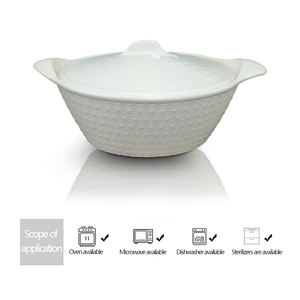 Alivio de oreja doble ovalado con tapa Tazón de sopa Hogar Hotel Tazón Olla Estofado Taza Horno microondas Cubiertos Tazón de cena - Product Image 5