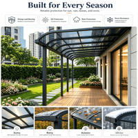 Auvent de terrasse en polycarbonate courbé de type R en aluminium, imperméable, avec gouttière intégrée, protection contre la pluie et les UV, pour terrasse et balcon
