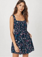Robe mini évasée à volants en coton tissé 100 % écologique, style bohème chic, à motif floral, pour femme, taille élastique, coupe ajustée, respirante, très demandée