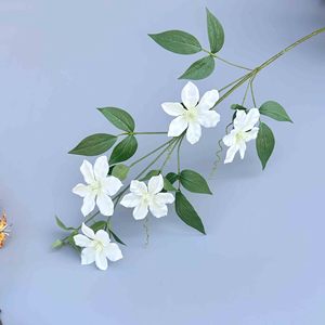 Clematis artificiel Quan Zhengxing 80 cm, fleur en soie pour décoration de mariage et de maison, violet, violet clair, rose, bleu, rouge - Product Image 3