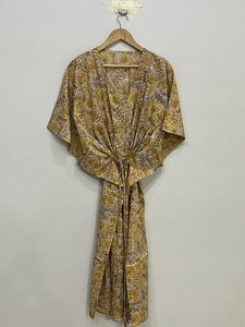 Kaftan court en soie pure, taille unique, ample et confortable pour toutes les tailles, environ 47 pouces, fournisseur d'Inde - Product Image 5