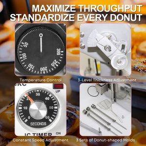 เครื่องทำโดนัทแบบแก๊สเครื่องทอดแบบปล่อยอัตโนมัติ110V 220V สำหรับร้านค้าใช้3แม่พิมพ์แหวนไวรัสบอลโมจิ - Product Image 3