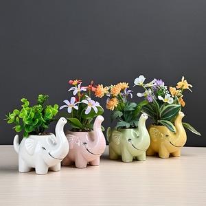 Vaso de Cerâmica com Design de Elefante MSH, Bonito Vaso para Plantas Internas para Decoração de Jardim de Infância - Product Image 4