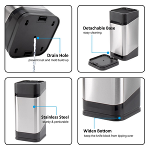 Bloc à couteaux universel en acier inoxydable de style nouveau avec support à couteaux carré plus aiguisé, rangement de couteaux gain de place - Product Image 4